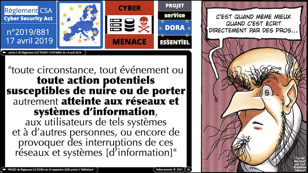 DORA "cybermenace" définitions sécurité informatique du secteur financier