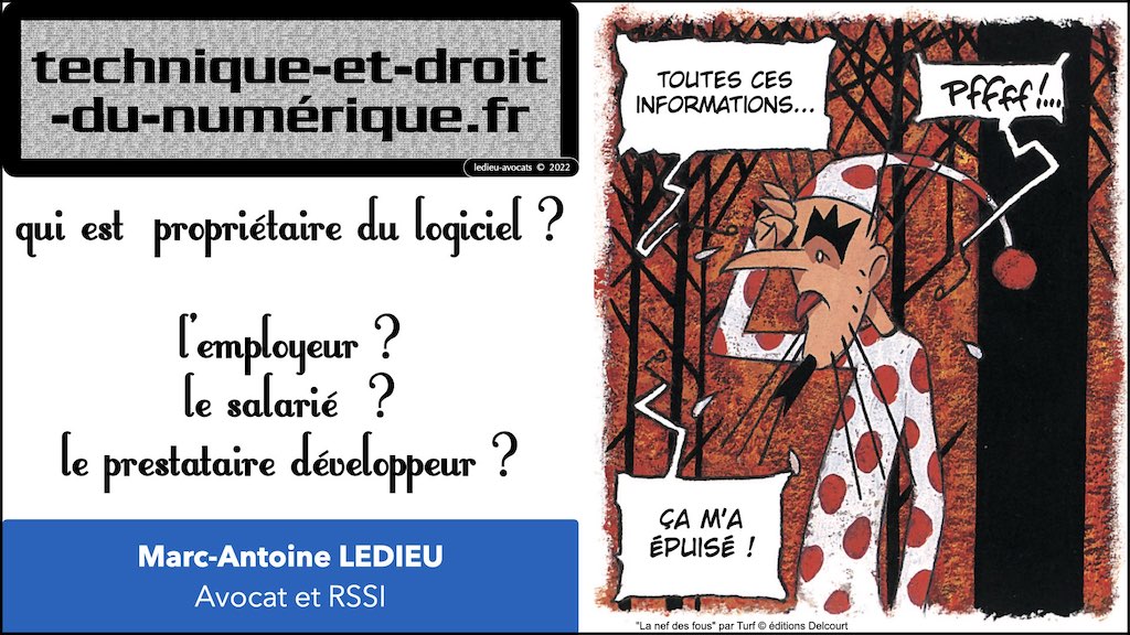 #374 qui est propriétaire du logiciel ? employeur ? salarié(s) prestataire développeur ? © Ledieu-Avocats technique droit numerique 17-01-2022.081