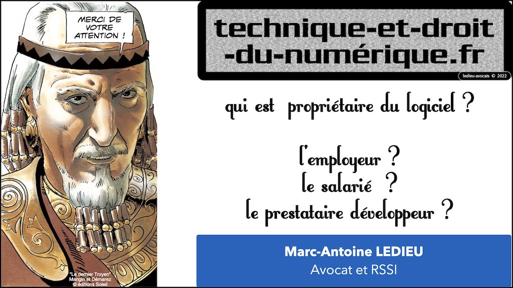 #374 qui est propriétaire du logiciel ? employeur ? salarié(s) prestataire développeur ? © Ledieu-Avocats technique droit numerique 17-01-2022.083