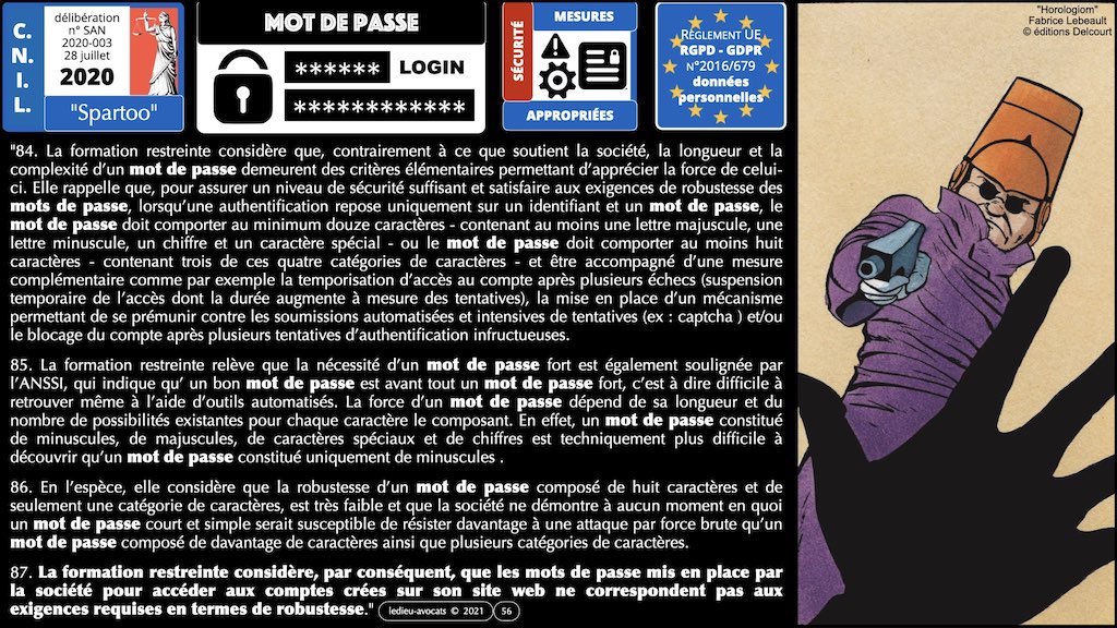 347 droit MOT PASSE authentification ANSSI + CNIL + jurisprudence 2018->2021 © Ledieu-Avocats technique droit numérique.056
