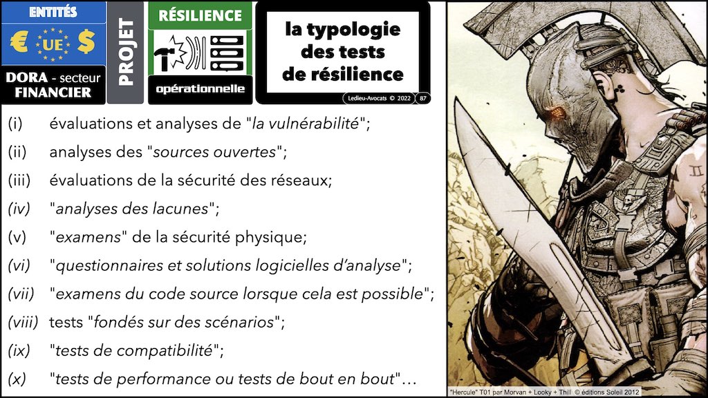 DORA la liste officielle des tests résilience opérationnelle secteur financier © Ledieu-Avocats