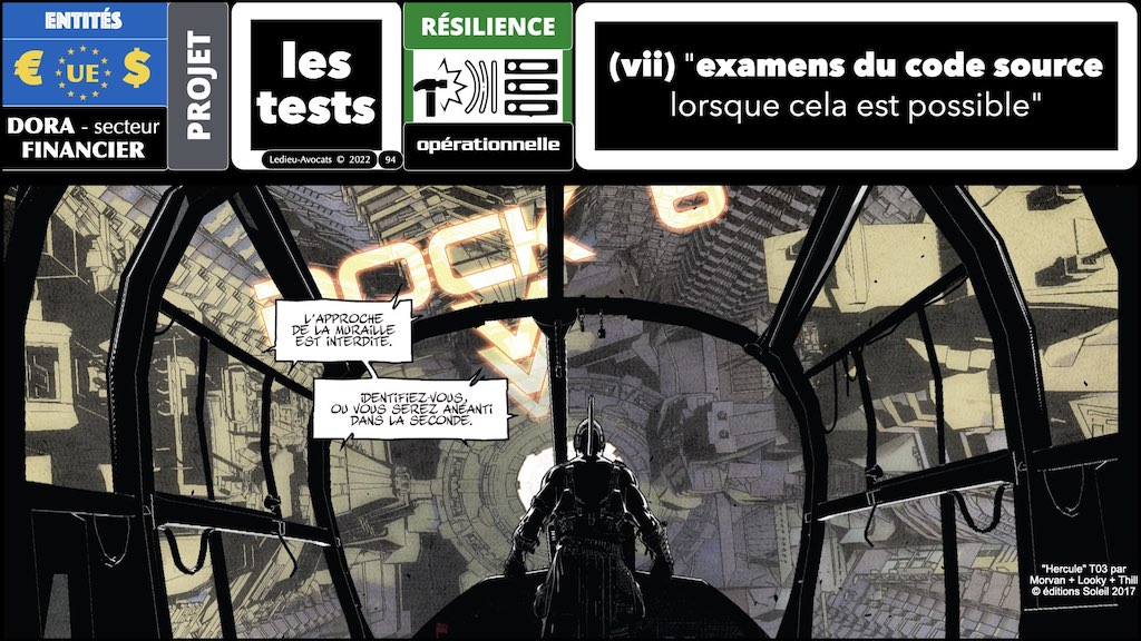 examen des codes source DORA résilience opérationnelle secteur financier TESTs RESILIENCE © Ledieu-Avocats