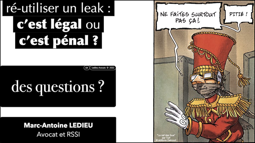 CONCLUSION ré-utiliser une fuite de données c'est légal ? pénal ? club cyber AEGE © Ledieu-Avocats