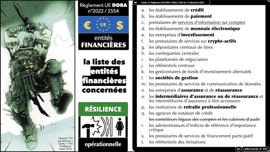 #455 NISv2 DORA cyber-sécurité entité critique ? essentielle ? importante ? financière JSSI 14 mars 2023 OSSIR © Ledieu-Avocats.068