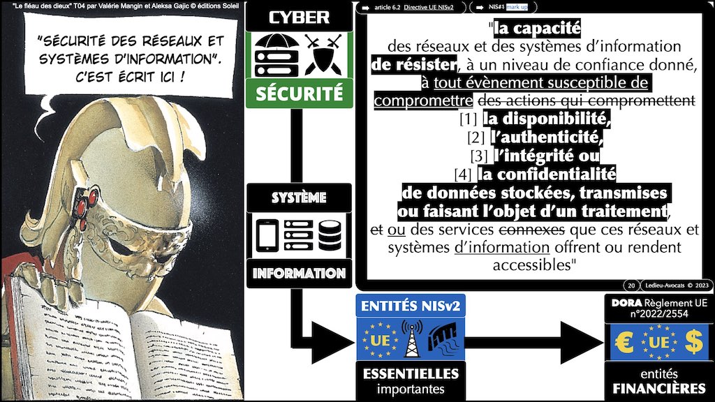 NISv2 : l'obligation de cyber sécurité expliquée par des ingénieurs avec des mots technique NISv2 entité critique essentielle importante SALON IT PARIS 2023 SYNTHESE © Ledieu-Avocats 2023