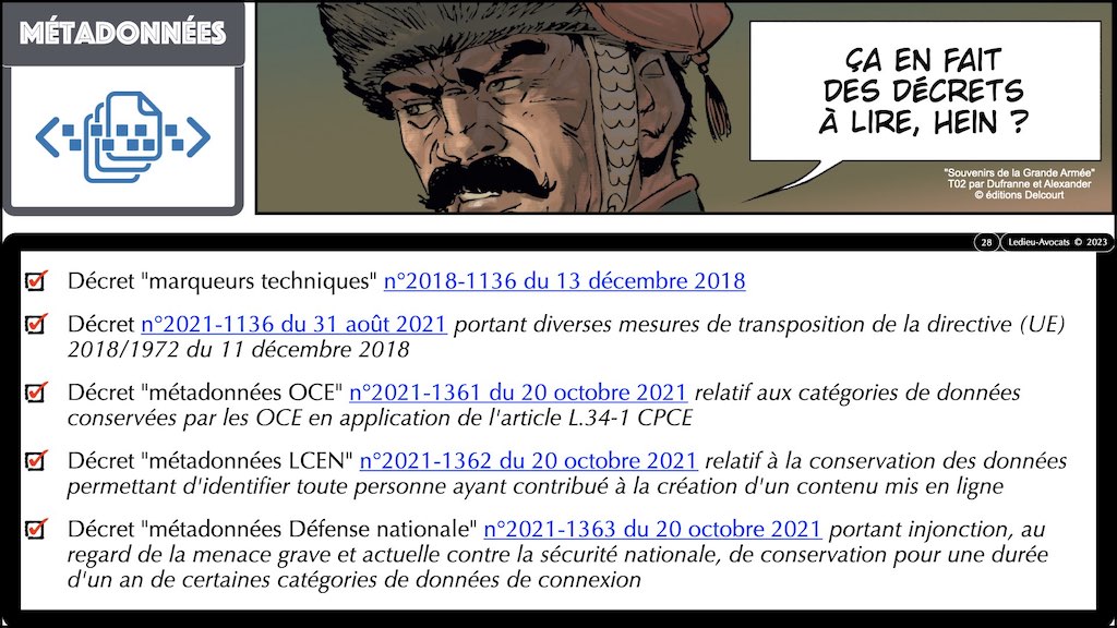 la liste des décrets METADONNEES depuis 2018 projet LPM 2023 cyber sécurité #4 incident affectant la sécurité © Ledieu-Avocats