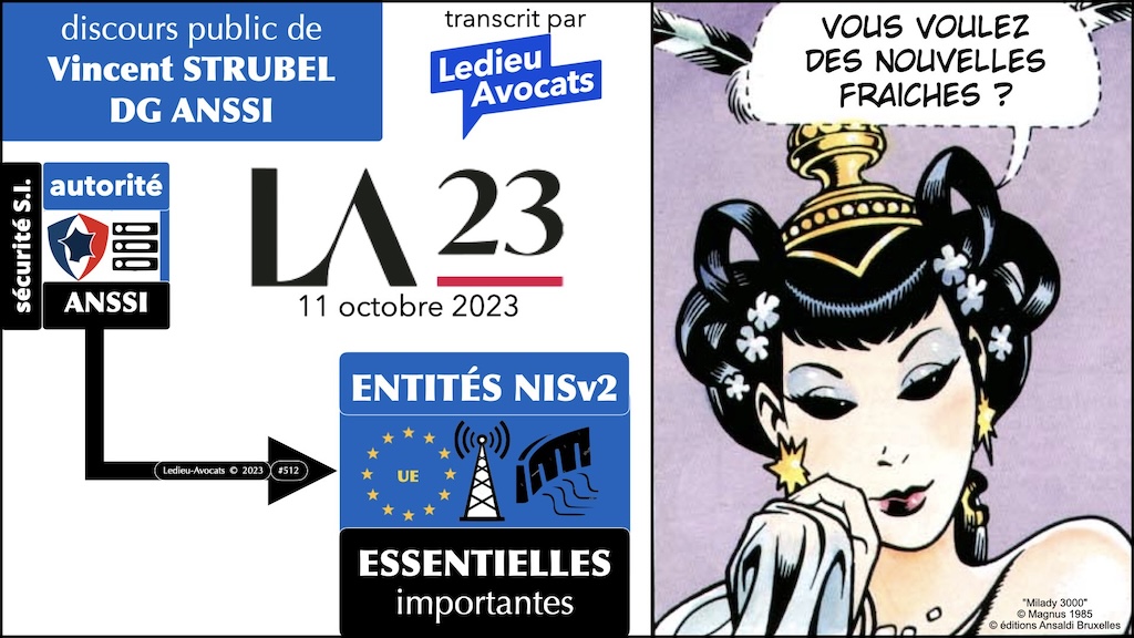 NIS2 le discours public de Vincent Strubel DG de l'ANSSI [11 octobre 2023 Les Assises de la Cyber Sécurité à Monaco] © Ledieu-Avocats 2023