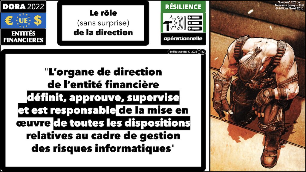 l'organe de direction définit, approuve, supervise... DORA résilience opérationnelle secteur financier GOUVERNANCE hygiène formation © Ledieu-Avocats