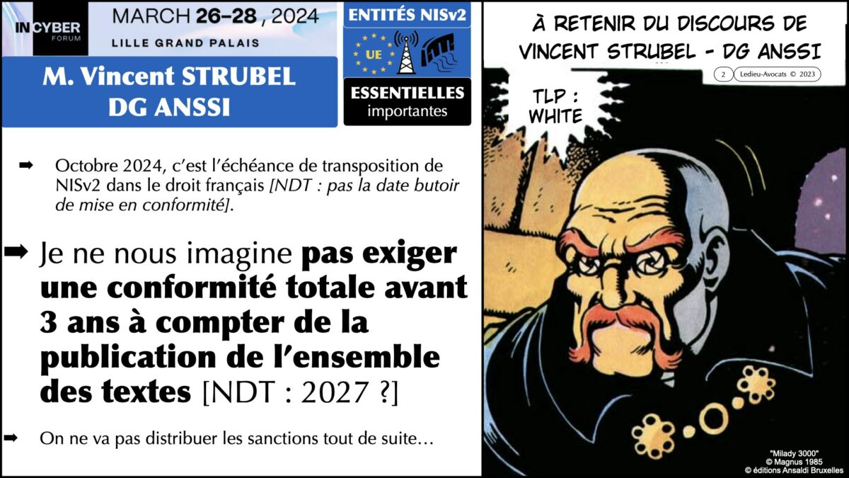 actualité transposition NISv2 discours public Vincent STRUBEL DG ANSSI Forum In Cyber FIC 26 mars 2024 © Ledieu-Avocats