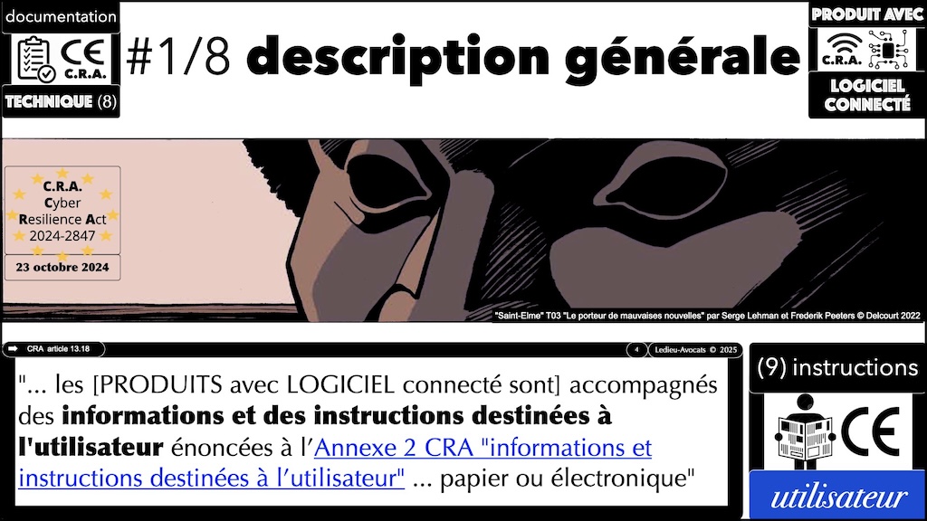 #616 CRA documentation technique ? instructions utilisateur ? auto-évaluation documentée de conformité ? Cyber Resilience Act #08 © Ledieu-Avocats 04-03-2025.004