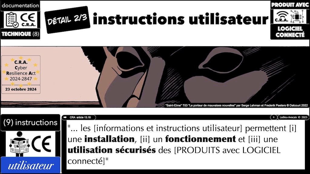 #616 CRA documentation technique ? instructions utilisateur ? auto-évaluation documentée de conformité ? Cyber Resilience Act #08 © Ledieu-Avocats 04-03-2025.006