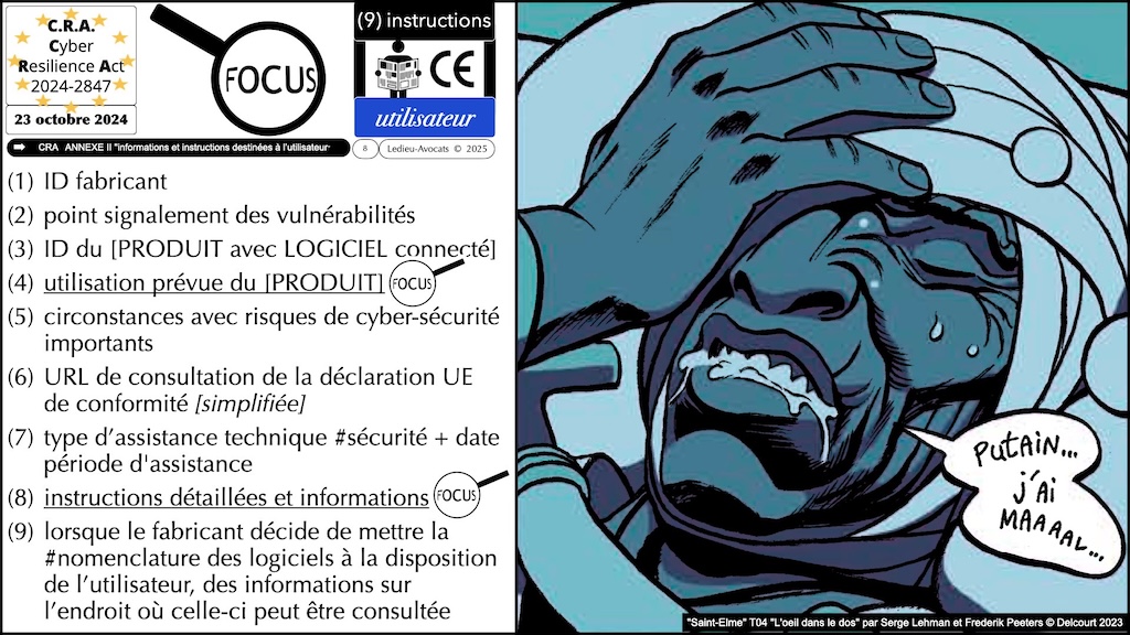 #616 CRA documentation technique ? instructions utilisateur ? auto-évaluation documentée de conformité ? Cyber Resilience Act #08 © Ledieu-Avocats 04-03-2025.008