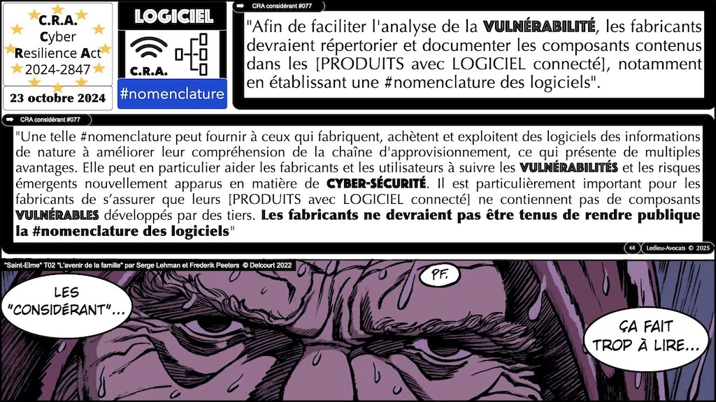 #616 CRA documentation technique ? instructions utilisateur ? auto-évaluation documentée de conformité ? Cyber Resilience Act #08 © Ledieu-Avocats 2025.068