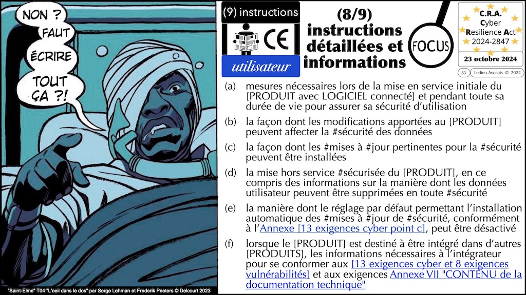 #616 CRA documentation technique ? instructions utilisateur ? auto-évaluation documentée de conformité ? Cyber Resilience Act #08 © Ledieu-Avocats 2025.083