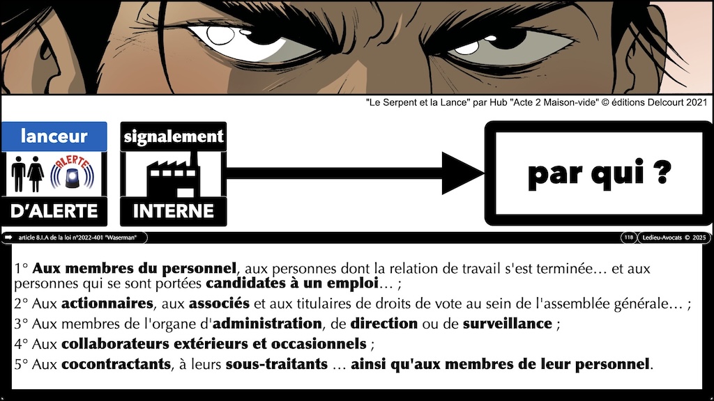 #638 Lanceur d'alerte le signalement interne à l'entreprise (avec ou sans procédure spécifique) loi Waserman © Ledieu-Avocats 2025.118