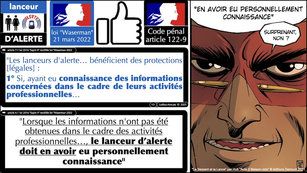 #638 Lanceur d'alerte le signalement interne à l'entreprise (avec ou sans procédure spécifique) loi Waserman © Ledieu-Avocats 2025.121