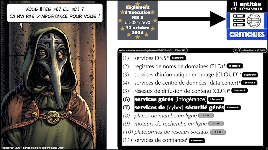 #588 NIS2 entités et réseaux critiques Règlement d'EXécution 2024-2690 du 17 octobre 2024 NUMEUM © Ledieu-Avocats.037