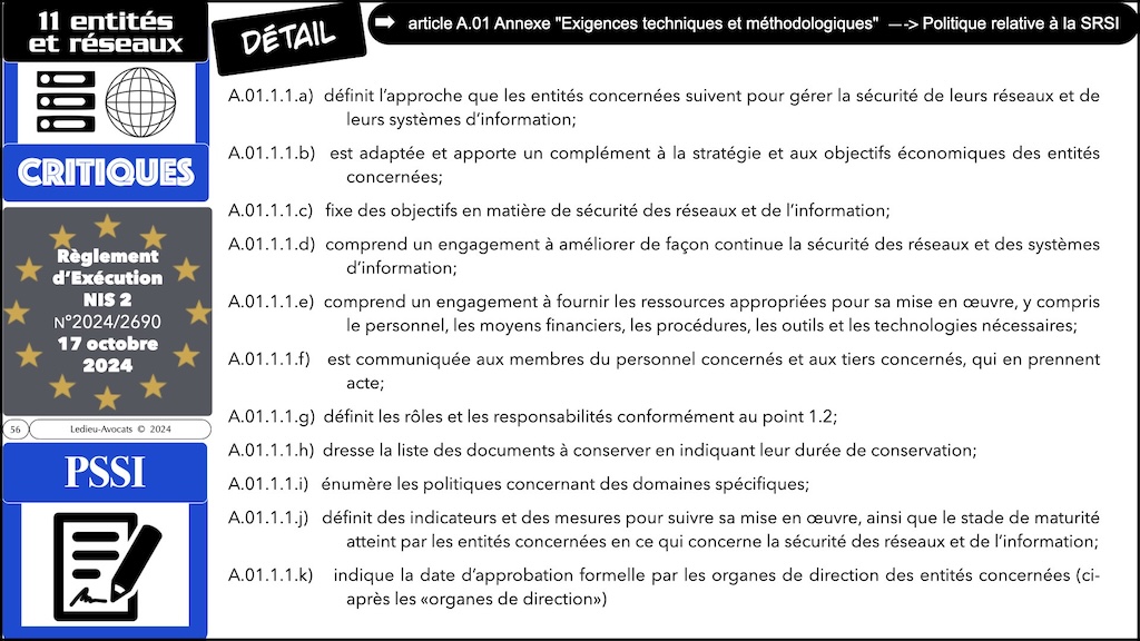 #588 NIS2 entités et réseaux critiques Règlement d'EXécution 2024-2690 du 17 octobre 2024 NUMEUM © Ledieu-Avocats.056