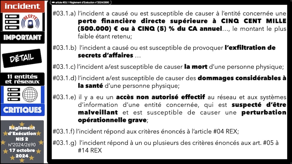 #588 NIS2 entités et réseaux critiques Règlement d'EXécution 2024-2690 du 17 octobre 2024 NUMEUM © Ledieu-Avocats.071
