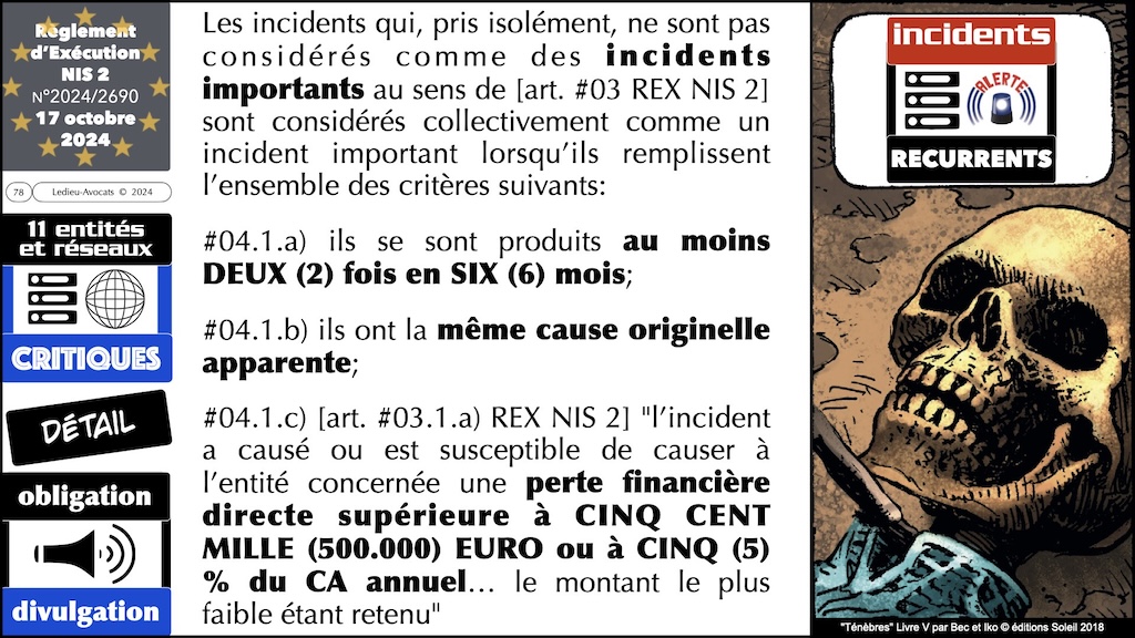 #588 NIS2 entités et réseaux critiques Règlement d'EXécution 2024-2690 du 17 octobre 2024 NUMEUM © Ledieu-Avocats.078