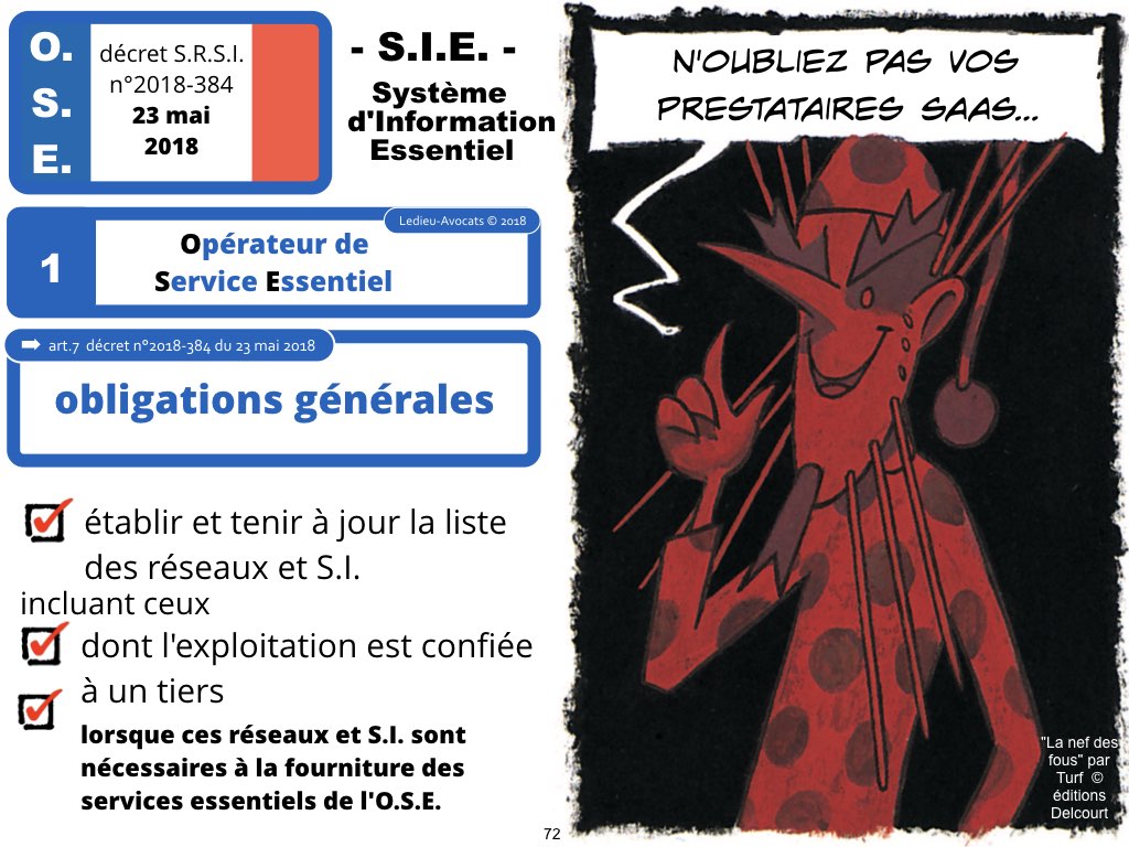 SRSI #1 securite des systemes dinformation-Operateurs de Service Essentiel 26 fevrier 2018-Directive NIS [© Ledieu-avocats] cyber-securite blockchain algorithme machine learning logiciel SaaS .072