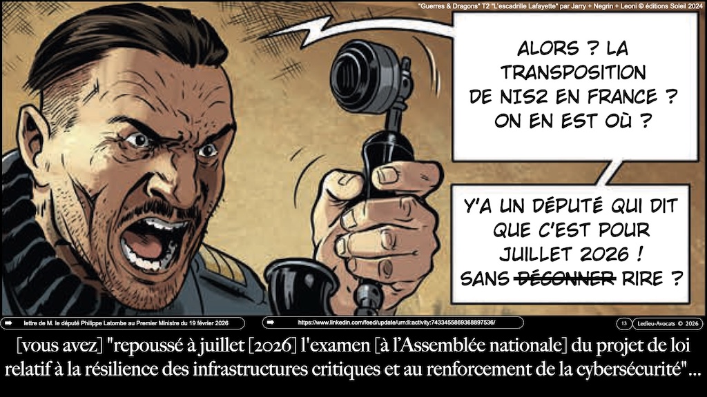 #736 NIS2 actualité 19 février 2026 calendrier parlementaire d'adoption © Ledieu-Avocats.002