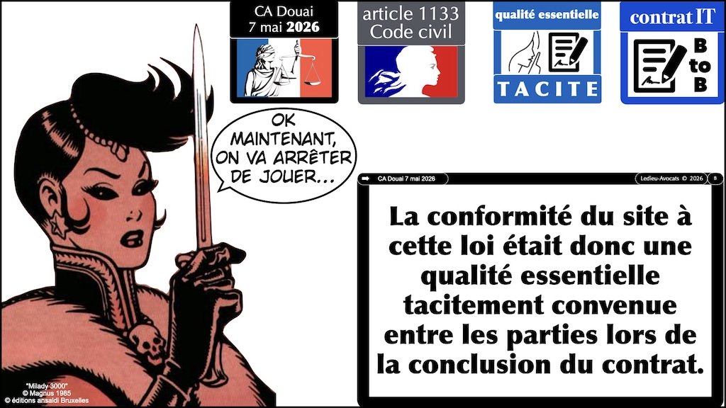 #749 les qualités essentielles tacites JURISPRUDENCE CA Douai 7 mai 2026 © Ledieu-Avocats 29-05-2026.008