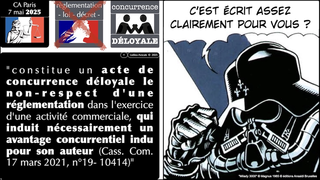 concurrence déloyale et non- respect d'une règlementation JURISPRUDENCE CA Paris 7 mai 2025 © Ledieu-Avocats