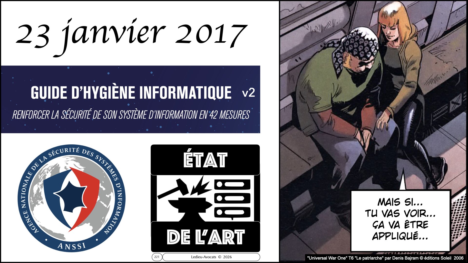 Législation cybersécurité France hygiène en 42 mesures (référentiel ANSSI 17 janvier 2017)